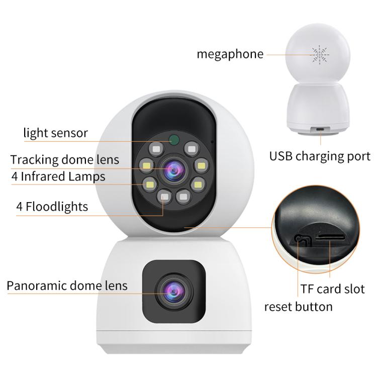 K12 1080P HD Dual Lens Dual Picture Wireless WiFi Camera(White) - Wireless Camera by buy2fix | Online Shopping UK | buy2fix