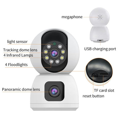 K12 1080P HD Dual Lens Dual Picture Wireless WiFi Camera(White) - Wireless Camera by buy2fix | Online Shopping UK | buy2fix