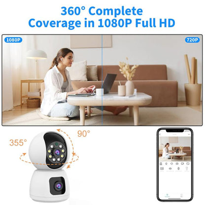 K12 1080P HD Dual Lens Dual Picture Wireless WiFi Camera(White) - Wireless Camera by buy2fix | Online Shopping UK | buy2fix