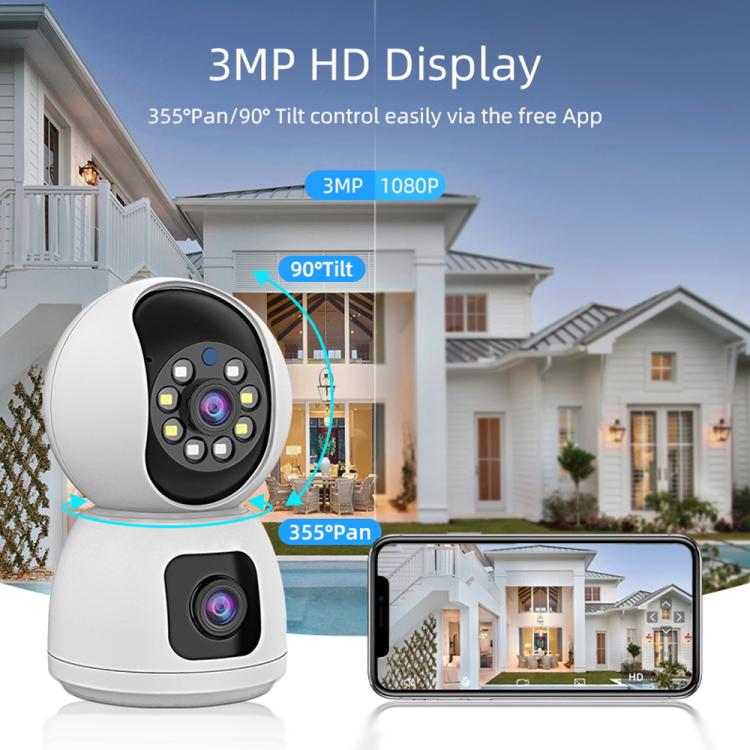 K12 1080P HD Dual Lens Dual Picture Wireless WiFi Camera(White) - Wireless Camera by buy2fix | Online Shopping UK | buy2fix