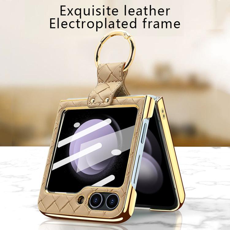 For Samsung Galaxy Z Flip5 VIETAO Woven Leather Metal Ring Phone Case(Blue) - Galaxy Z Flip5 Cases by VIETAO | Online Shopping UK | buy2fix