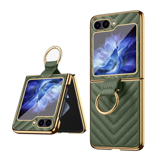 For Samsung Galaxy Z Flip5 VIETAO Dream Series Metal Ring Leather Phone Case(Green) - Galaxy Z Flip5 Cases by VIETAO | Online Shopping UK | buy2fix