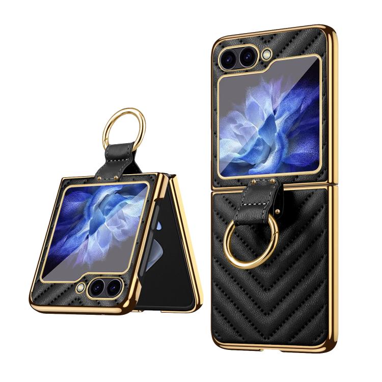 For Samsung Galaxy Z Flip5 VIETAO Dream Series Metal Ring Leather Phone Case(Black) - Galaxy Z Flip5 Cases by VIETAO | Online Shopping UK | buy2fix