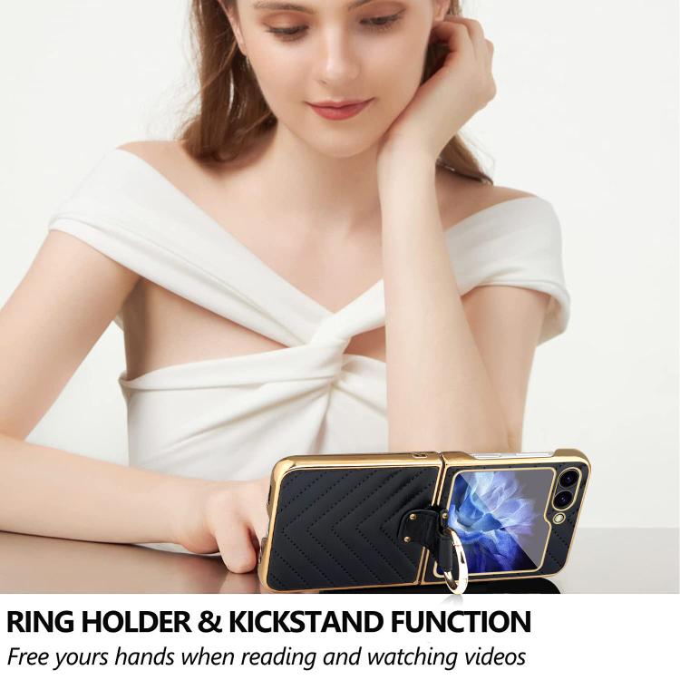 For Samsung Galaxy Z Flip5 VIETAO Dream Series Metal Ring Leather Phone Case(Black) - Galaxy Z Flip5 Cases by VIETAO | Online Shopping UK | buy2fix