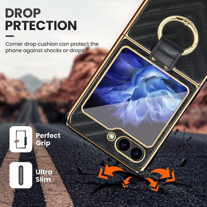 For Samsung Galaxy Z Flip5 VIETAO Dream Series Metal Ring Leather Phone Case(Black) - Galaxy Z Flip5 Cases by VIETAO | Online Shopping UK | buy2fix