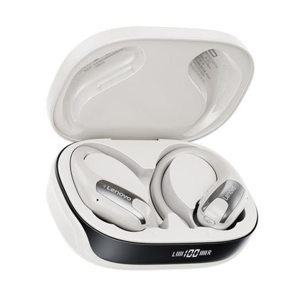 Original Lenovo EA305 Ear-mounted Digital Display True Wireless Bluetooth Earphones(Rock White) - TWS Earphone by Lenovo | Online Shopping UK | buy2fix