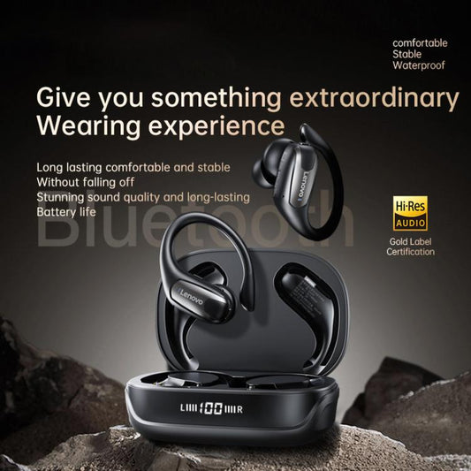 Original Lenovo EA305 Ear-mounted Digital Display True Wireless Bluetooth Earphones(Rock White) - TWS Earphone by Lenovo | Online Shopping UK | buy2fix