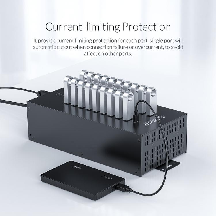 ORICO IH20P Industrial Grade 20 Ports USB 2.0 Hub, Plug:AU Plug(Black) - USB 2.0 HUB by ORICO | Online Shopping UK | buy2fix