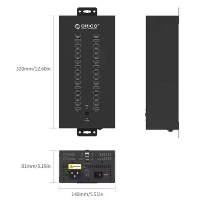 ORICO IH30P Industrial Grade 30 Ports USB 2.0 Hub, Plug:UK Plug(Black) - USB 2.0 HUB by ORICO | Online Shopping UK | buy2fix