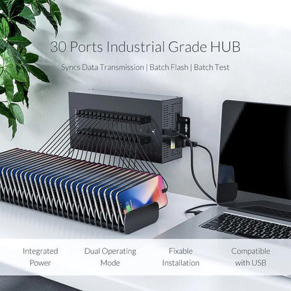 ORICO IH30P Industrial Grade 30 Ports USB 2.0 Hub, Plug:US Plug(Black) - USB 2.0 HUB by ORICO | Online Shopping UK | buy2fix