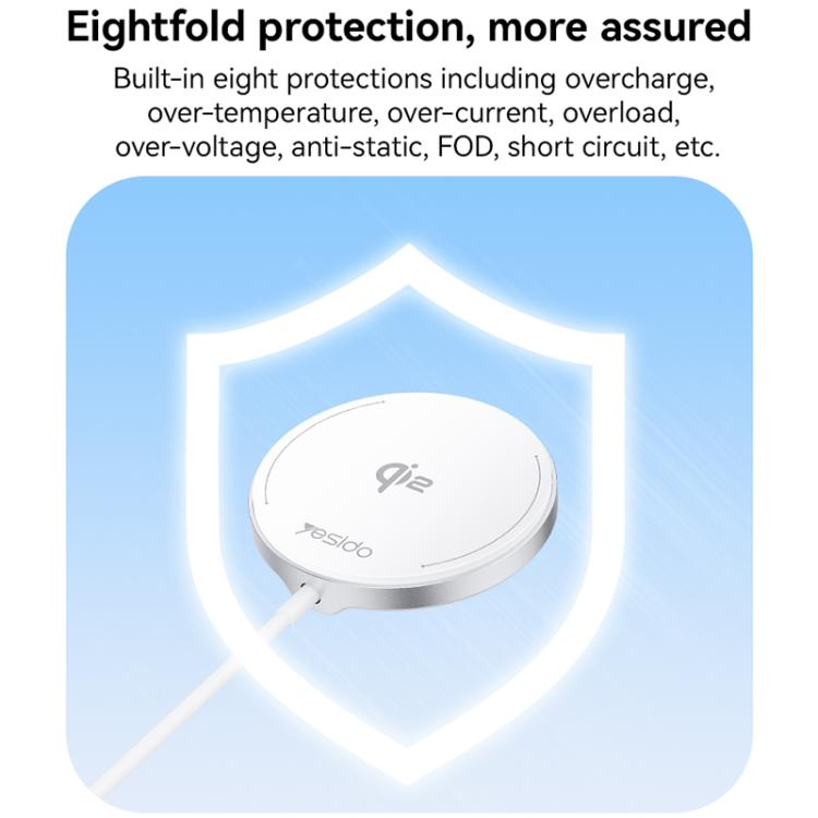 Yesido DS24 15W QI2.0 Desktop Magnetic Fast Charging Wireless Charger(White) - Wireless Charger by Yesido | Online Shopping UK | buy2fix