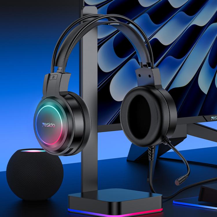 Yesido EK05 USB Wired RGB Light Gaming Headset with Mic, Cable length: 1.2m(Black) - Multimedia Headset by Yesido | Online Shopping UK | buy2fix