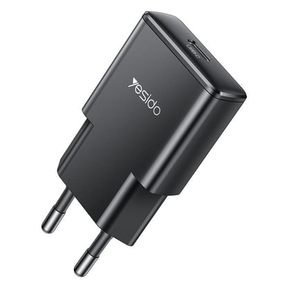 Yesido YC74 Ultra-thin 30W USB-C / Type-C Travel Charger, EU Plug(Black) - USB Charger by Yesido | Online Shopping UK | buy2fix