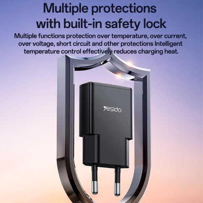 Yesido YC74 Ultra-thin 30W USB-C / Type-C Travel Charger, EU Plug(Black) - USB Charger by Yesido | Online Shopping UK | buy2fix
