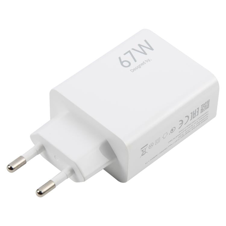 67W USB Fast Charger with 1m USB to Type-C Cable, Plug Type:EU Plug(White) - USB Charger by buy2fix | Online Shopping UK | buy2fix