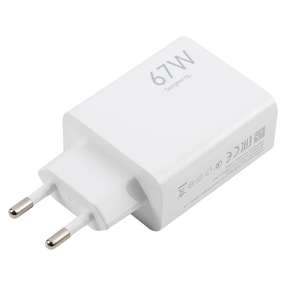67W USB Fast Charger with 1m USB to Type-C Cable, Plug Type:EU Plug(White) - USB Charger by buy2fix | Online Shopping UK | buy2fix