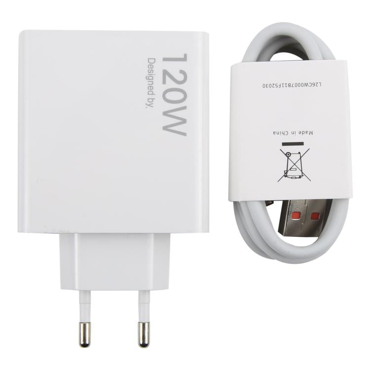 120W USB Fast Charger with 1m USB to Type-C Cable, Plug Type:EU Plug(White) - USB Charger by buy2fix | Online Shopping UK | buy2fix
