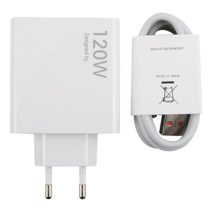 120W USB Fast Charger with 1m USB to Type-C Cable, Plug Type:EU Plug(White) - USB Charger by buy2fix | Online Shopping UK | buy2fix