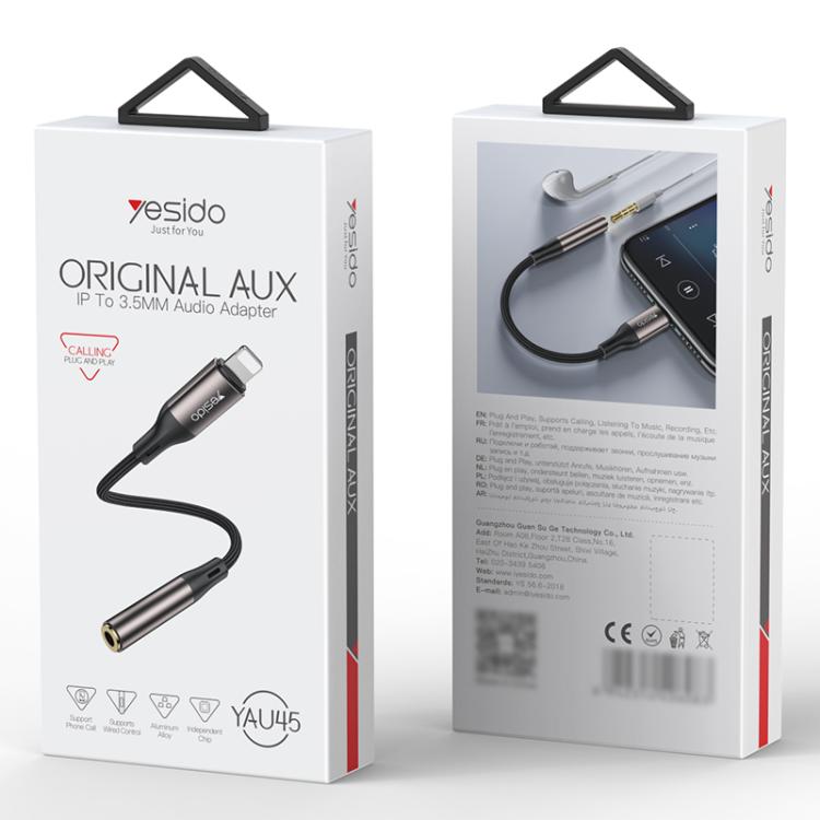 Yesido YAU45 8 Pin to 3.5mm Aluminum Alloy Audio Adapter(Gold) - Earphone Adapter by Yesido | Online Shopping UK | buy2fix