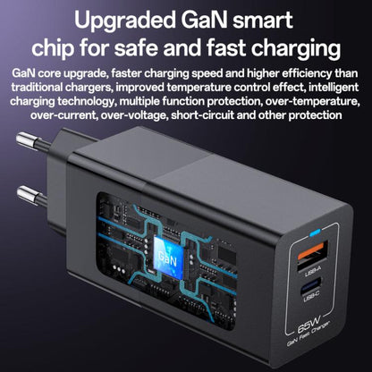 Yesido YC73 65W USB and USB-C / Type-C Dual Port GaN Fast Charger Set, EU Plug(Black) - USB Charger by Yesido | Online Shopping UK | buy2fix