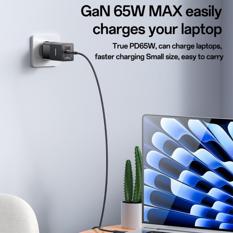 Yesido YC73 65W USB and USB-C / Type-C Dual Port GaN Fast Charger Set, EU Plug(Black) - USB Charger by Yesido | Online Shopping UK | buy2fix