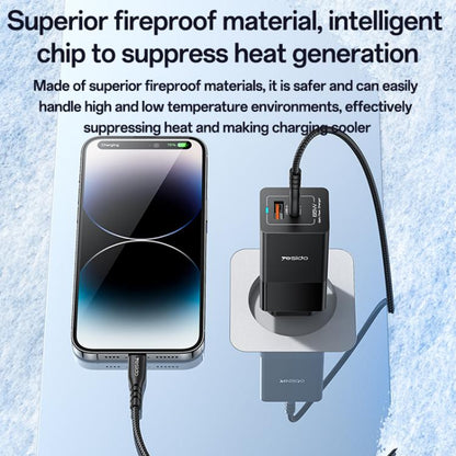 Yesido YC73 65W USB and USB-C / Type-C Dual Port GaN Fast Charger Set, EU Plug(Black) - USB Charger by Yesido | Online Shopping UK | buy2fix