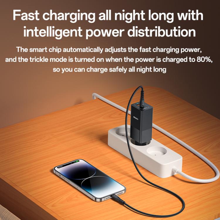 Yesido YC73 65W USB and USB-C / Type-C Dual Port GaN Fast Charger Set, EU Plug(Black) - USB Charger by Yesido | Online Shopping UK | buy2fix