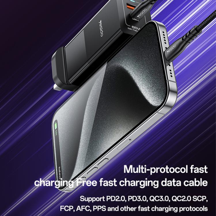 Yesido YC92 65W USB and USB-C / Type-C Dual Port GaN Fast Charger Set, UK Plug(Black) - USB Charger by Yesido | Online Shopping UK | buy2fix