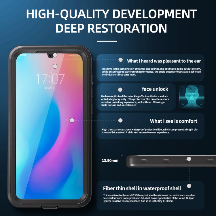 For Samsung Galaxy A55 5G RedPepper 360 Full Body Rugged IP68 Waterproof Phone Case(Black) - Galaxy Phone Cases by RedPepper | Online Shopping UK | buy2fix