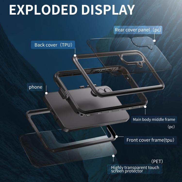 For Samsung Galaxy A55 5G RedPepper 360 Full Body Rugged IP68 Waterproof Phone Case(Black) - Galaxy Phone Cases by RedPepper | Online Shopping UK | buy2fix