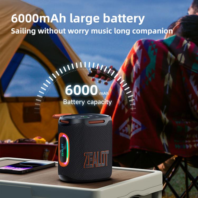Zealot S122 25W High Power IPX6 Waterproof Outdoor RGB Light Bluetooth Speaker(Grey) - Desktop Speaker by ZEALOT | Online Shopping UK | buy2fix
