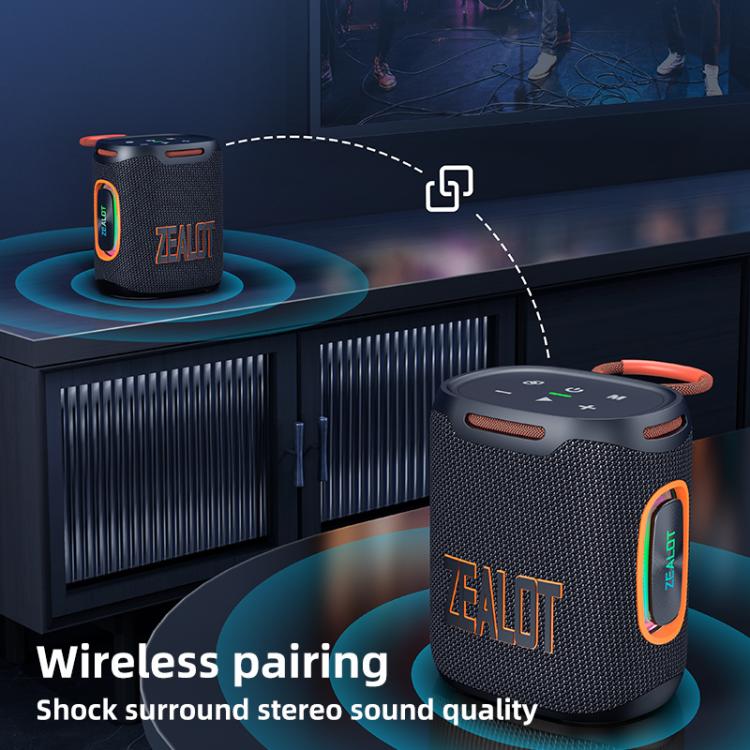 Zealot S122 25W High Power IPX6 Waterproof Outdoor RGB Light Bluetooth Speaker(Grey) - Desktop Speaker by ZEALOT | Online Shopping UK | buy2fix