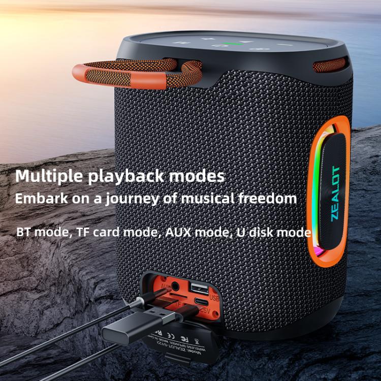 Zealot S122 25W High Power IPX6 Waterproof Outdoor RGB Light Bluetooth Speaker(Grey) - Desktop Speaker by ZEALOT | Online Shopping UK | buy2fix