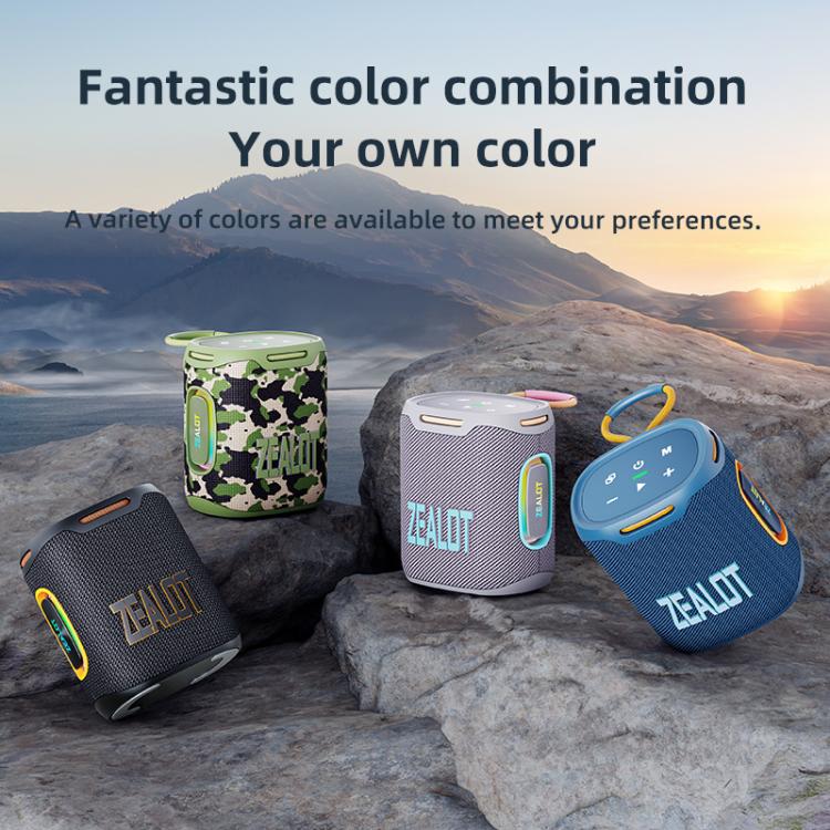 Zealot S122 25W High Power IPX6 Waterproof Outdoor RGB Light Bluetooth Speaker(Grey) - Desktop Speaker by ZEALOT | Online Shopping UK | buy2fix