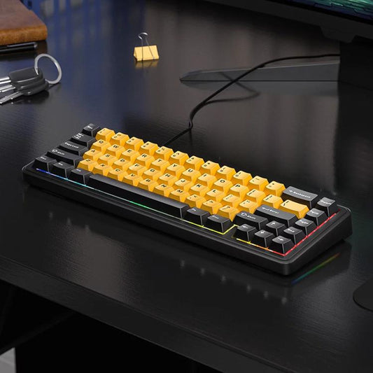 AULA F65 67 Keys 2.4G / BT / Wired Three Model RGB Gaske Mechanical Keyboard(Black Yellow-Blue Axis) - Wired Keyboard by AULA | Online Shopping UK | buy2fix