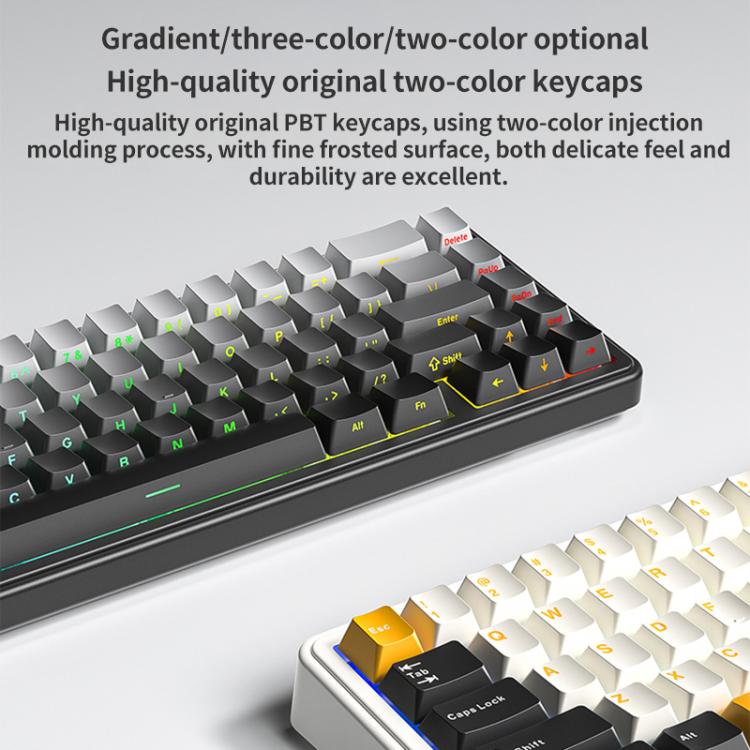 AULA F65 67 Keys 2.4G / BT / Wired Three Model RGB Gaske Mechanical Keyboard(Grey White Yellow-Blue Axis) - Wired Keyboard by AULA | Online Shopping UK | buy2fix