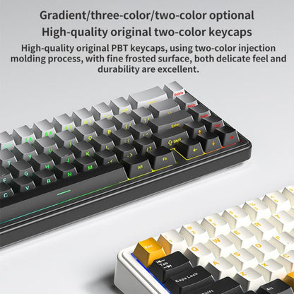 AULA F65 67 Keys 2.4G / BT / Wired Three Model RGB Gaske Mechanical Keyboard(Grey White Yellow-Blue Axis) - Wired Keyboard by AULA | Online Shopping UK | buy2fix