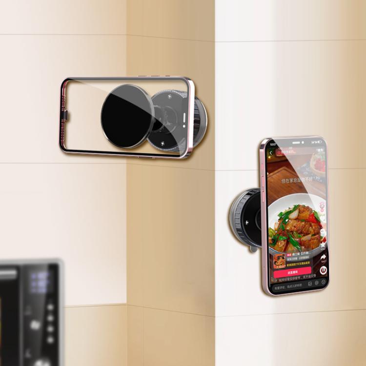 CTT26 Foldable Vacuum Magnetic Suction Cup Kitchen Phone Holder(Black) - Desktop Holder by buy2fix | Online Shopping UK | buy2fix