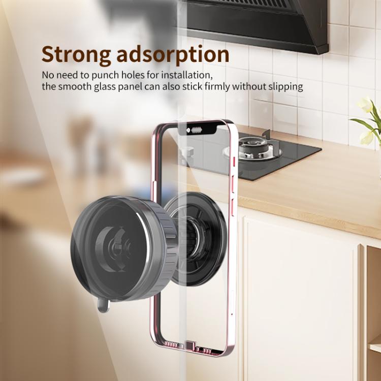 CTT26 Foldable Vacuum Magnetic Suction Cup Kitchen Phone Holder(Black) - Desktop Holder by buy2fix | Online Shopping UK | buy2fix