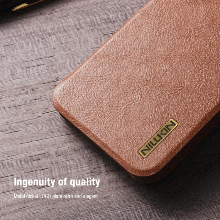 For Samsung Galaxy S25 5G NILLKIN QIN Series Pro Sliding Camera Cover Design Leather Phone Case(Brown) - Galaxy S25 5G Cases by NILLKIN | Online Shopping UK | buy2fix