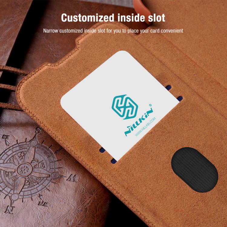 For Samsung Galaxy S25 5G NILLKIN QIN Series Pro Sliding Camera Cover Design Leather Phone Case(Brown) - Galaxy S25 5G Cases by NILLKIN | Online Shopping UK | buy2fix