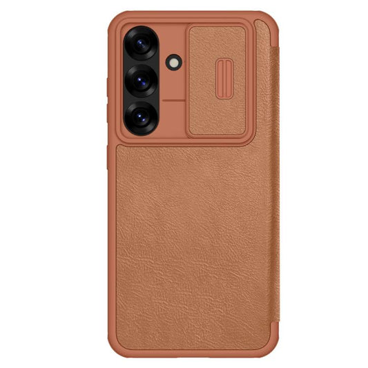 For Samsung Galaxy S25+ 5G NILLKIN QIN Series Pro Sliding Camera Cover Design Leather Phone Case(Brown) - Galaxy S25+ 5G Cases by NILLKIN | Online Shopping UK | buy2fix