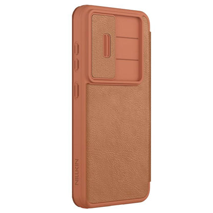 For Samsung Galaxy S25+ 5G NILLKIN QIN Series Pro Sliding Camera Cover Design Leather Phone Case(Brown) - Galaxy S25+ 5G Cases by NILLKIN | Online Shopping UK | buy2fix