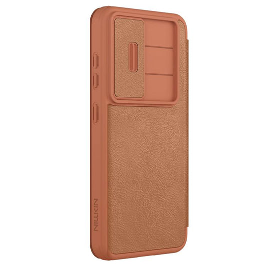 For Samsung Galaxy S25+ 5G NILLKIN QIN Series Pro Sliding Camera Cover Design Leather Phone Case(Brown) - Galaxy S25+ 5G Cases by NILLKIN | Online Shopping UK | buy2fix