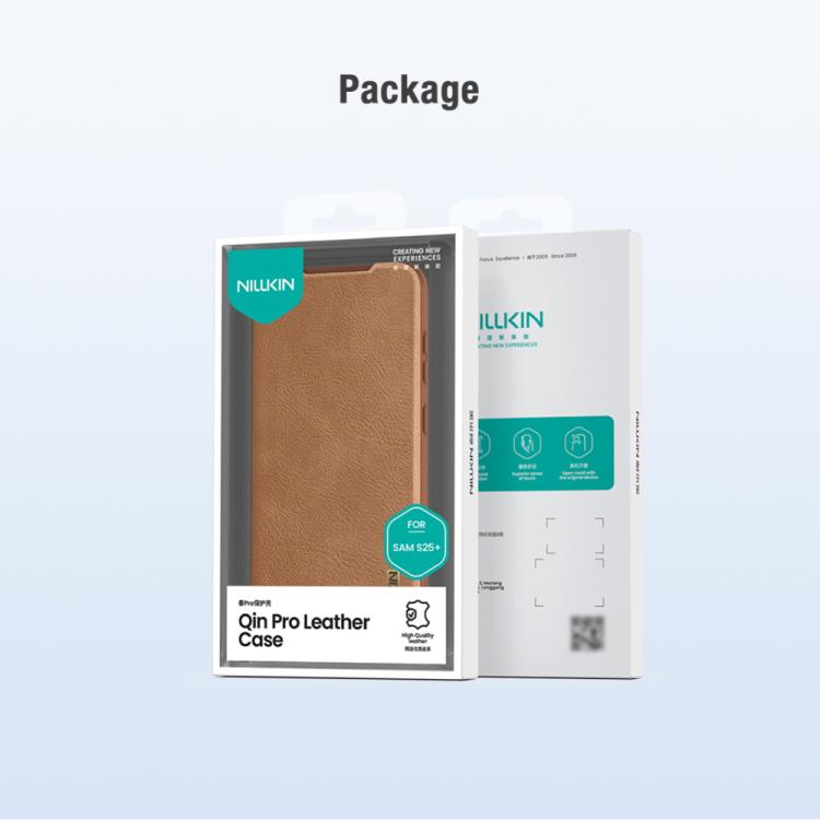 For Samsung Galaxy S25+ 5G NILLKIN QIN Series Pro Sliding Camera Cover Design Leather Phone Case(Brown) - Galaxy S25+ 5G Cases by NILLKIN | Online Shopping UK | buy2fix