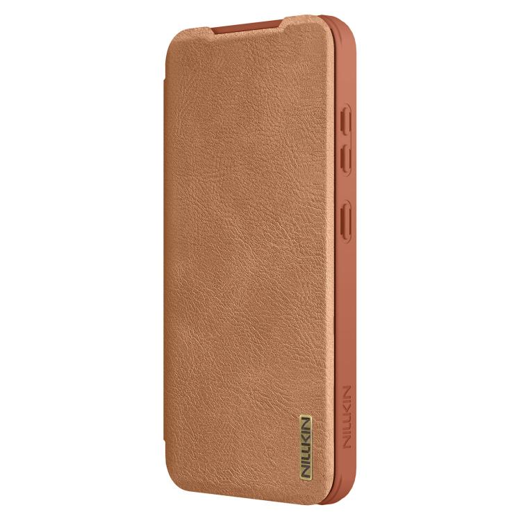 For Samsung Galaxy S25+ 5G NILLKIN QIN Series Pro Sliding Camera Cover Design Leather Phone Case(Brown) - Galaxy S25+ 5G Cases by NILLKIN | Online Shopping UK | buy2fix