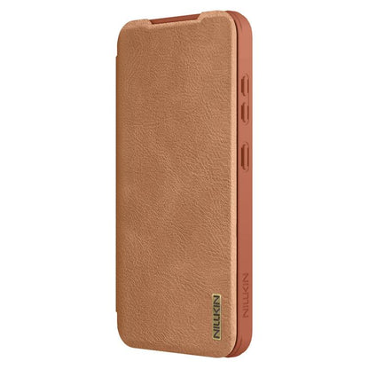 For Samsung Galaxy S25+ 5G NILLKIN QIN Series Pro Sliding Camera Cover Design Leather Phone Case(Brown) - Galaxy S25+ 5G Cases by NILLKIN | Online Shopping UK | buy2fix