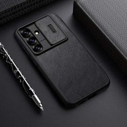 For Samsung Galaxy S25+ 5G NILLKIN QIN Series Pro Sliding Camera Cover Design Leather Phone Case(Black) - Galaxy S25+ 5G Cases by NILLKIN | Online Shopping UK | buy2fix
