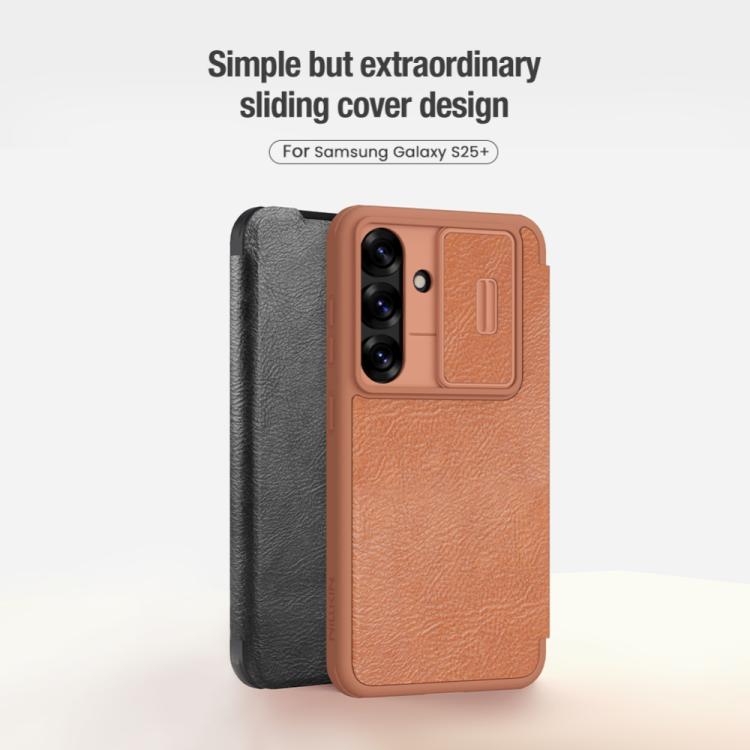 For Samsung Galaxy S25+ 5G NILLKIN QIN Series Pro Sliding Camera Cover Design Leather Phone Case(Black) - Galaxy S25+ 5G Cases by NILLKIN | Online Shopping UK | buy2fix
