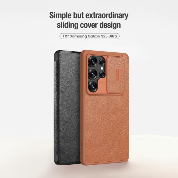 For Samsung Galaxy S25 Ultra 5G NILLKIN QIN Series Pro Sliding Camera Cover Design Leather Phone Case(Black) - Galaxy S25 Ultra 5G Cases by NILLKIN | Online Shopping UK | buy2fix